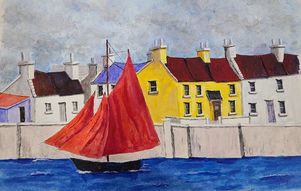 The boat with red sails